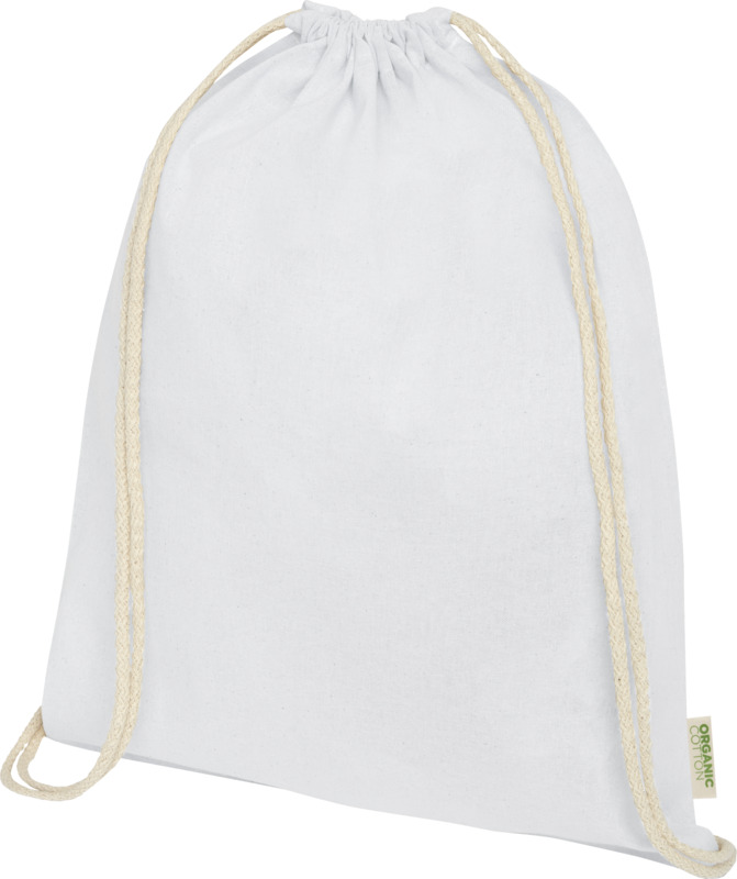 Orissa 140 g/m² organic cotton drawstring bag 5L in White